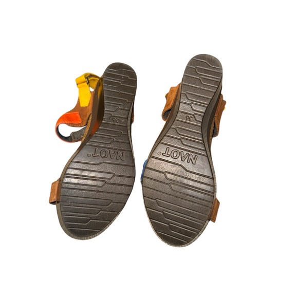 NAOT Miracle Genuine Leather Color Block Style Velcro Adjustable Wedges - Picture 3 of 5